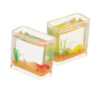 CLISPEED 2pcs Miniature Resin Fish Bowl for Dollhouse Decor Compact Square Goldfish Tank Ornaments Realistic Mini Aquarium Accessories for Desktop and Micro Landscape