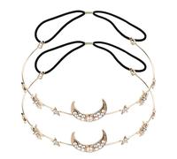 CLISPEED 2pcs Moon Stars Headband Crystal Headdress Delicate Alloy Rhinestone Hair Decor for Women Wedding Valentine's Day