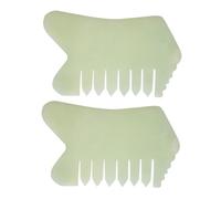 CLISPEED 2pcs Natural Jade Massage Comb Gua Sha Tools for Scalp Relief Hair Accessories for Dry Scalp Care for Home Spa Relaxation