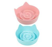 CLISPEED 2pcs Non-slip Cat Ear Slow Feeder Bowls for Kittens Candy-colored Pet Food Dishes with Anti-skid Base Shallow Design Encouraging Healthy Eating for Home Use