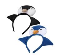 CLISPEED 2pcs Ocean Animal Headbands Soft Skin Friendly Penguin Dress Up Accessories for Party Costume Play with Realistic Blue and Yellow Beak Designs for Boys