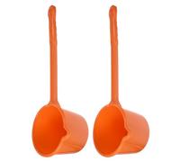 CLISPEED 2pcs Plastic Bathroom Water Scoop Long Handle Ladle Stylish Unique Design Gentle on Hair and Skin Versatile Usage Orange Pp for Home Shower Room
