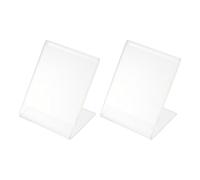 CLISPEED 2pcs Plastic L-Shape Price Tag Stand Label Display Holder Slant Back Design Easy Paper Insertion for Office and Restaurant Use