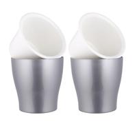 CLISPEED 2pcs Plastic Self Watering Flower Pot, Plastic Planter, Water Storage Pot, Silver, for Cactus and House Plants, Gardening and Home