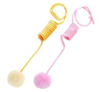 CLISPEED 2pcs Plush Cat with Bite-resistant and Scratch-resistant Fuzzy Balls, Creative Hanging Ball Design for Interactive Indoor Cat Play