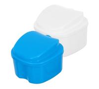 CLISPEED 2Pcs Portable Denture Storage Box with Filtered Vent False Teeth Container for Retainers and Mouthguards Lightweight Case for Travel and Daily Use