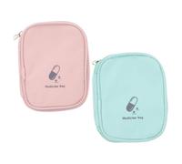 CLISPEED 2pcs Portable Medicine Bag Set, Large Household Pouch with Reusable Containers, Lightweight Travel and Hiking Medical Organizer for Camping Supplies, Green and Pink