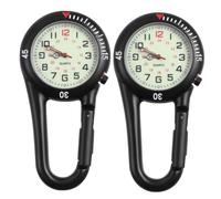 CLISPEED 2pcs Quartz Watches with Fluorescent Glow Dial Black Backpack Belt Fob Watches for Outdoor Sports and Construction Accurate Arabic Numerals Alloy Material