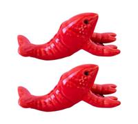 CLISPEED 2pcs Red Ceramic Chopsticks Rest Holder Unique Elegant Design, Creative Utensil Stand to Keep Chopsticks Clean and Organised for Home Kitchen Dining