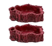 CLISPEED 2pcs Resin Reptile Water Bowl and Food Feeder for Turtles and Snakes, Red Turtle Feeding Dish Fine Workmanship and Anti-move Design, Suitable for Desktop Use