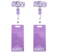 CLISPEED 2Pcs Retractable Acrylic Nurse Badge Reel with Swivel Clip - Glitter Sparkly Id Holder for Medical Professionals, Vertical Decorative Badge Clips for Healthcare Use