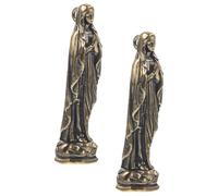 CLISPEED 2pcs Retro Brass Keychain Pendant Set Featuring Virgin Mary Charm, for DIY Crafting and Pendant Making, Antique Style Brass Material for Unique Jewelry Projects