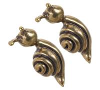 CLISPEED 2pcs Retro Brass Snail Cabinet Knobs Small Decorative Brass Drawer Handles with Vintage Finish for Wardrobe Cupboard Dresser Drawers