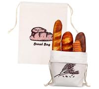 CLISPEED 2pcs Reusable Linen Bread Bags Washable Drawstring Fabric Bags for Homemade Bread Pastries Fruits Vegetables Storage with Breathable Composite Linen Material Rustic Kitchen