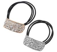 CLISPEED 2Pcs Rhinestone Ponytail Buckle Cuffs Elastic Hair Band Tie 2.55X1.97X0.63 in Hold Ponytail Not Easy to Break Stylish Elegant Chic Look for Daily Wearing and Parties