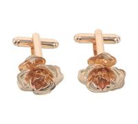 CLISPEED 2pcs Rose Cufflinks for Men Elegant Copper Flower Shirt Studs with Lasting Shine and Smooth Surface, for Business and Formal Events, Classic Golden Design for Grooms