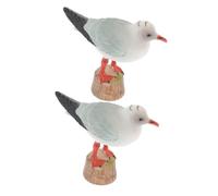 CLISPEED 2pcs Seagull Figurine Plastic Coastal Bird Statue for Garden Lawn Home Office Decor Nautical Style Wildlife Ornament Birthday Mother's Day Easter