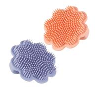 CLISPEED 2pcs Shampoo Brush Soft Silicone Newborn Bath Brush Lion Pattern Cradle Cap Scrubber Boy Girl