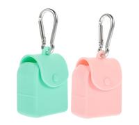 CLISPEED 2Pcs Silicone Coin Wallet with Hook Portable Change Storage Pouch for Keys Lipstick and Cards Durable Silicone Material Lightweight Design Green Pink