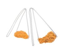 CLISPEED 2Pcs Simulation Fried Chicken Wing and Leg Necklace, Creative Fried Food Pendant Chain for Hip Hop Clothing Accessories, Realistic Food Model Decoration for Party and Daily Wear