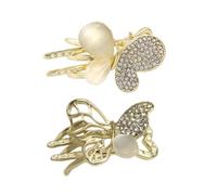 CLISPEED 2pcs Small Butterfly Hair Clips for Women and Opal Flower Hairpins with Rhinestone Detailing Elegant Non-slip Claw Clips for Parties Daily Wear and Styling Accessories