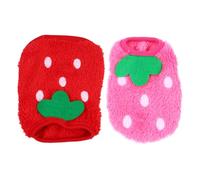 CLISPEED 2pcs Small Dog Winter Coat Set, Warm Coral Fleece Puppy Clothes Rabbit Strawberry Pattern, Xs Size Pet Apparel for Cold Weather