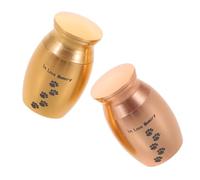 CLISPEED 2pcs Small Metal Dog Ashes Urn with Paw Print Memorial Design Pet Remains Keepsake Box for Hair Tooth Storage Compact Cremation Urns for Dogs and Cats Gold and Rose Gold