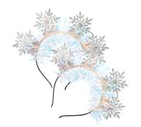 CLISPEED 2pcs Snowflake Headband Merry Rustic Snowflakes Headband Swift Faux Cute UV Party Christmas Tinsel Christmas Hair Bands Decorative Favor Tree LED Eve Latte Art