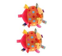 CLISPEED 2pcs Soft Plush Bell Balls with Tag Cloths Sensory Montessori Comforter for Boy Girl Auditory Stimulation Early Educational Hand Grasp Crib and Car Play
