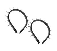 CLISPEED 2pcs Spiked Punk Headband for Women Zinc Alloy PU Gothic Spiked Headpiece Secure Fit Rock Cosplay Accessory for Halloween Carnival Party
