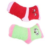 CLISPEED 2Pcs Squeaky Plush Indoor Dog with Cartoon Expressions Puppy Chew Training for Stress Relief and Furniture Protection Red Pink Green