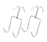 CLISPEED 2pcs Stainless Steel Meat Hanging Hooks Double Design for Butchering Chicken Beef Bacon Heavy Duty Kitchen Utility Hooks for BBQ and Meat Processing