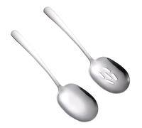 CLISPEED 2Pcs Stainless Steel Slotted Serving Spoons Ergonomic Utensils for Home Restaurant Hotel Use Smooth Surface Easy to Clean