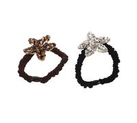 CLISPEED 2pcs Stretchy Hair Scrunchies with Rhinestone Sea Star Embellishment High Elasticity Ponytail Holders for Women Brown and White Hair Ties for Beach Wedding Daily Styling