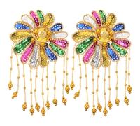 CLISPEED 2pcs Tassel Shoulder Epaulettes Floral Shoulder Pads for Women Lightweight Snug Fit Polyester Plastic Glamorous Unique Sequin and Tassel Design Stage Costumes