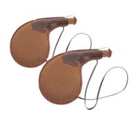 CLISPEED 2Pcs Traditional Bota Bags PU Leather Water Wine Canteens Portable Bladder for Outdoor Activities for Travel Camping and Hiking Natural Color Wine Skin