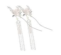 CLISPEED 2pcs Traditional Chinese Hairpins Metal Hair Sticks with Tassels Lightweight Ancient Style Moon Flower Design for Hanfu Festivals and Parties