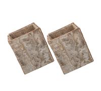 CLISPEED 2pcs Tree Bark Flower Pot Bark Plant Pot Decorative Desk Planter for Succulents and Plants, Rectangular Rustic Lightweight Breathable Wooden Iron Hemp Windowsill Planter