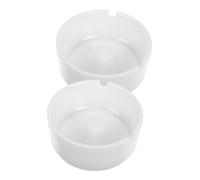 CLISPEED 2pcs Unbreakable White Melamine Ashtray Break-resistant Round Tabletop for Indoor Outdoor Use Easy to Clean Contemporary Garden Ashtrays for Patio Parties Men Women