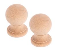 CLISPEED 2Pcs Unfinished Solid Wood Staircase Finials Decorative Round Hardwood Post Tops for Furniture and DIY Crafts, 12X10Cm Wooden Finials for Home Decoration