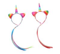 CLISPEED 2Pcs Unicorn Horn Headband for Hair Extensions Braiding Hair Magical Costume Accessory for Birthday Halloween Party