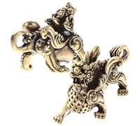 CLISPEED 2pcs Unicorn Ornament Brass Kirin, Kylin Statue Feng Shui Pi Yao Statue Mini Kylin Ornament Miniature Models Decorative Figurines Gold for Home Car