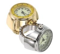 CLISPEED 2pcs Unisex Finger Ring Watch with Precise Quartz Movement and Flexible Fit, Stainless Steel Retro Mini Watch with Luminous Dial, for Workouts and Adventures