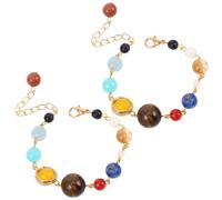 CLISPEED 2pcs Universe Stone Bracelet Eight Planets Bracelet Elegant Natural Stone Adjustable Strap for Women and Men Anniversary Special Occasion