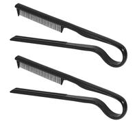 CLISPEED 2pcs V-shaped Hair Comb Straightener for Styling, Black Hairdressing Tool for Smoothing and Parting, Suitable for Salon and Home Use