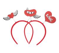 CLISPEED 2Pcs Valentines Day Heart Headband Set for Women Glitter Romantic Hair Accessories with Double Heart Wings Party Hairband for Festival and Romantic Occasion