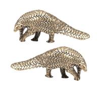 CLISPEED 2pcs Vintage Brass Pangolin Figurine Small Compact Desk Decoration for Home Office Brass Animal Sculpture Symbolizing Luck and Prosperity Space Saving Feng Shui Collectible Art