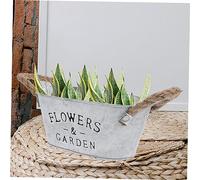CLISPEED 2Pcs Vintage Galvanized Iron Flower Storage Buckets with Handle Rustic Retro Planters for Indoor Office Garden Decoration Durable Flower Holders for Succulents and Small Plants