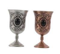 CLISPEED 2pcs Vintage Metal Chalice Goblet Antique Holy Water Cups with Elegant Historical Design Multi Use European Retro Wine Goblets for Halloween Parties and Home Bar