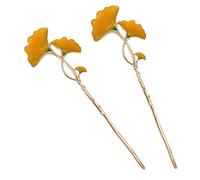 CLISPEED 2pcs Vintage Metal Ginkgo Leaf Hair Sticks Pearl Tassels Chinese Hair Chopsticks for Women